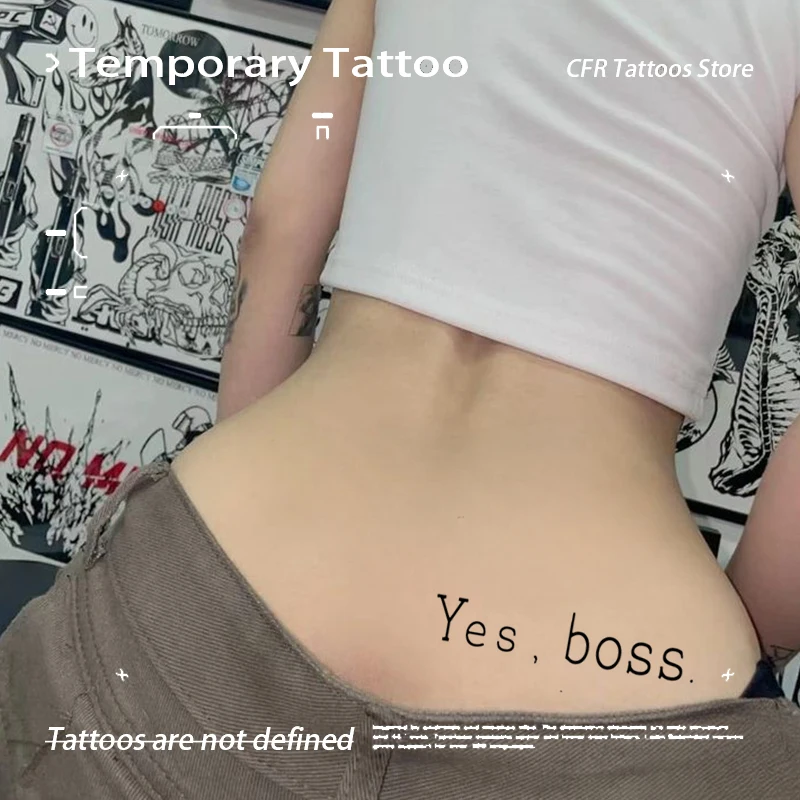 

Yes Boss Yes Sir Herbal Juice Tattoo Sticker Trendy Sexy Hotwife Fake Tatto Temporary Tattoos Man Half Arm Waterproof Art Charm