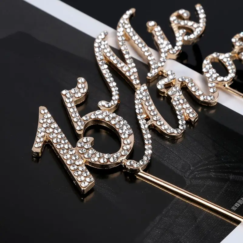 Sparkling Bling Number 15 Mis Anos Letters Cake for Rhinestone Alloy Cupc