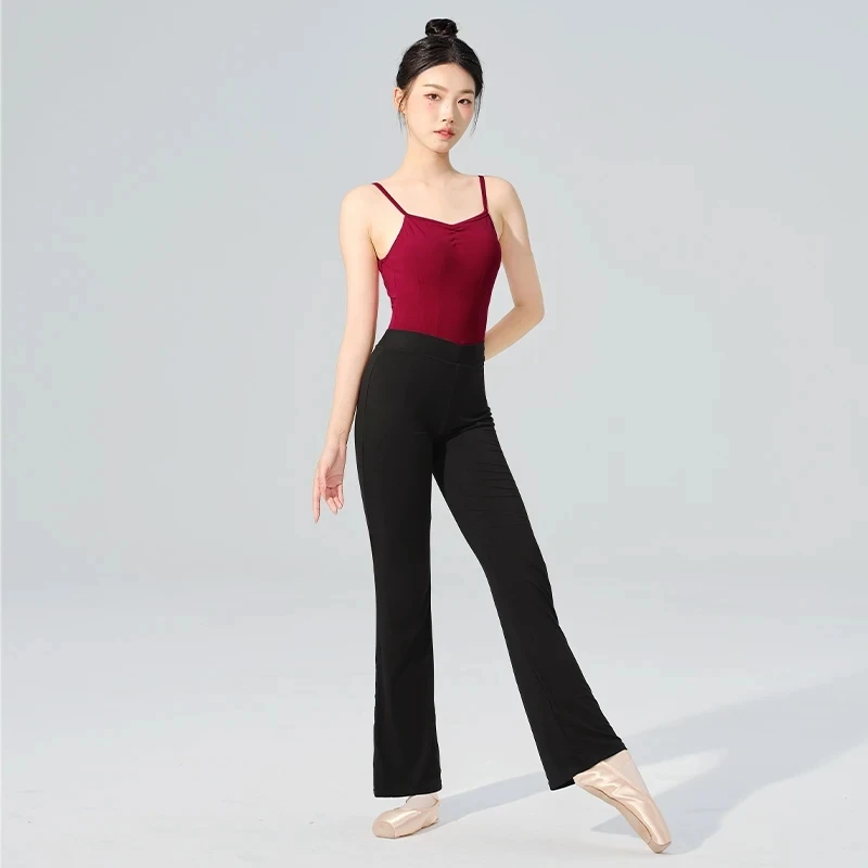 Pantaloni lunghi svasati modali donna ragazza vita alta elasticizzata pantaloni a campana balletto Fitness corsa Jogging ginnastica pantaloni da ballo