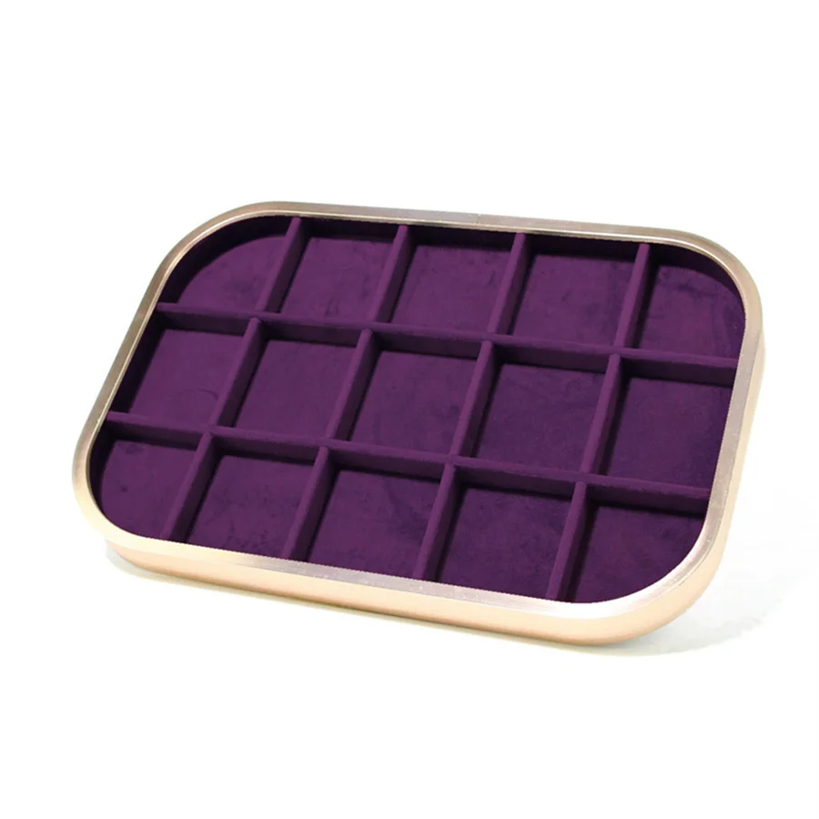 

Purple Velvet Jewelry Display Tray High-Grade Aluminum Alloy Frame Tray for Ring Earring Bracelet Jewelry Store Organizer Shows