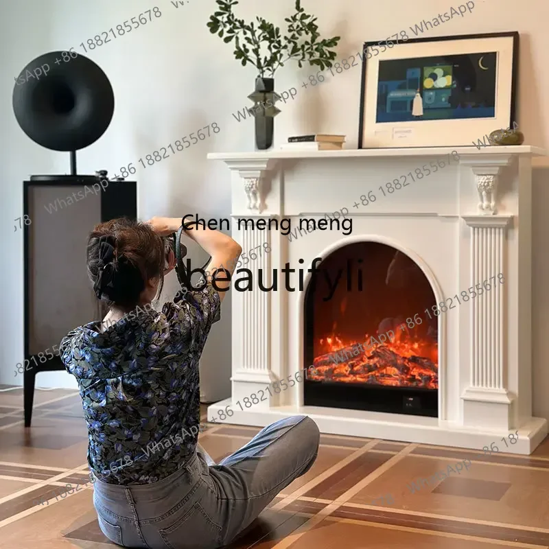 Z189  Retro mantel household electronic simulation flame firewood decorative cabinet medieval ornament