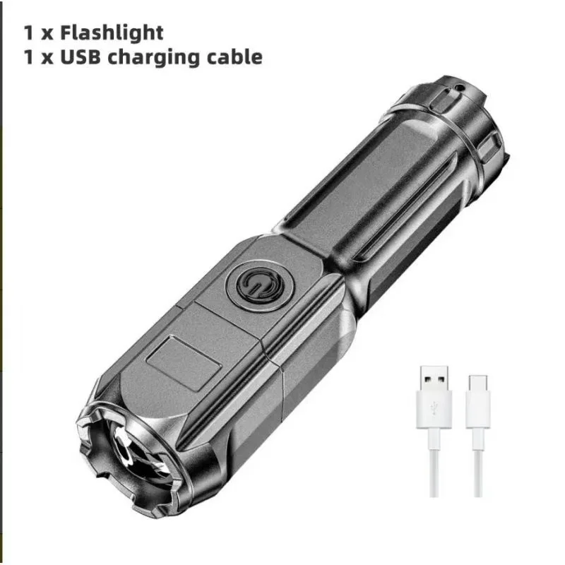 

Portable Telescopic Zoom Remote Shooter Flashlight USB Charging LED Flashlight Camping Camping Strong Light Home Lighting