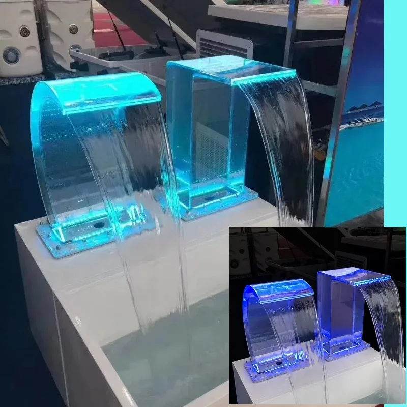 ABS swimming pool waterfall plexiglass waterfall fountain factory direct sales garden fountain with LED light indoor and outdoor