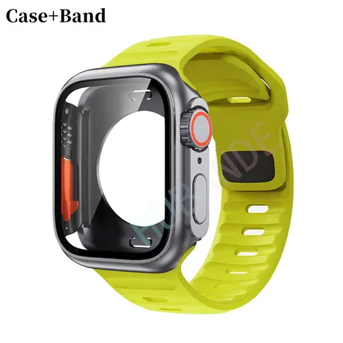 Silicone Strap For Apple Watch 44mm 45mm 41mm 40mm Bracelet + Screen Protectores Change to Ultra For iWatch Series 9 8 7 SE 6 5 - Image 8