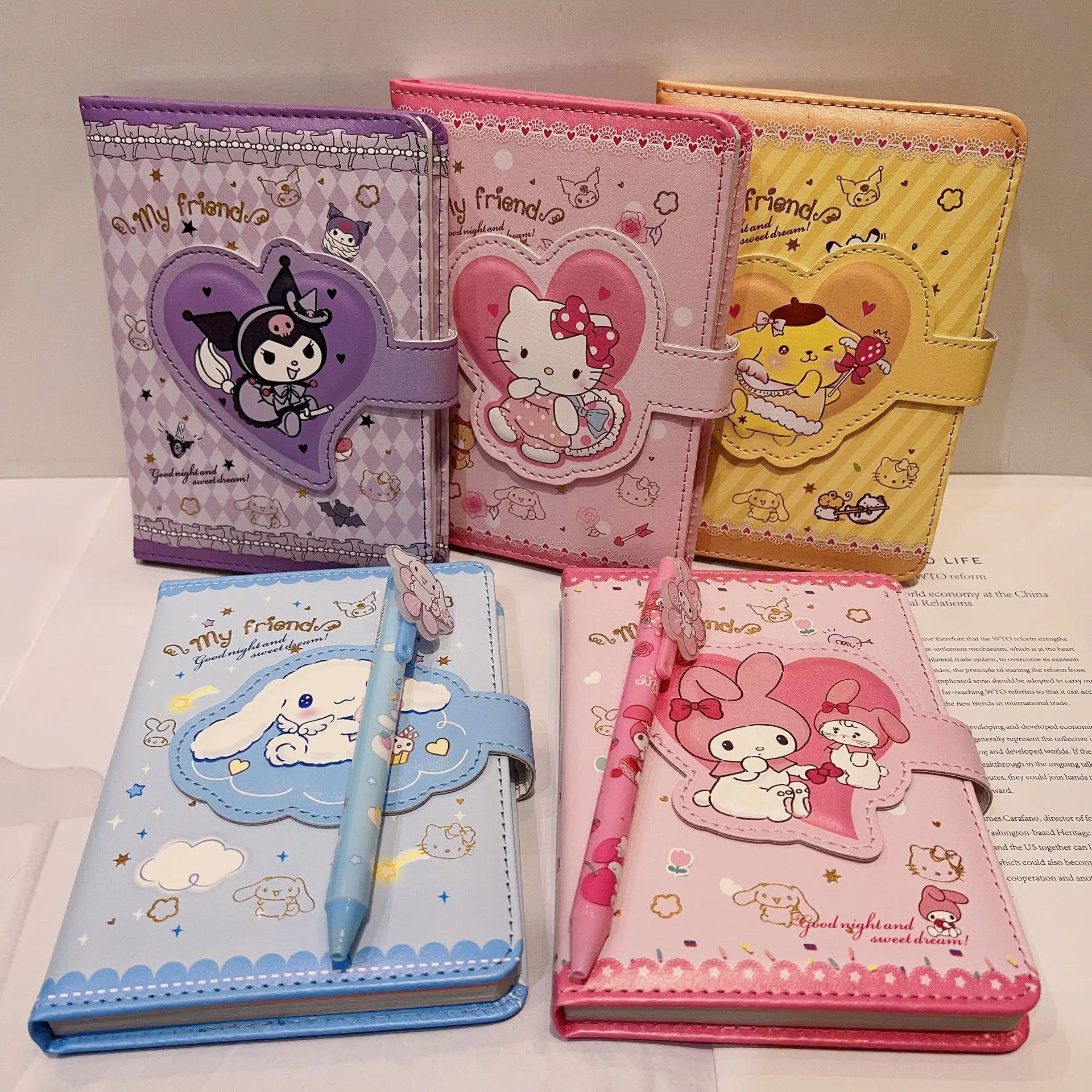 CHEN LIN Kawaii Hand Ledger Set Cute Girl Cartoon Stationery Magnetic Buckle Notebook with Gift Box Set Journal Note Book