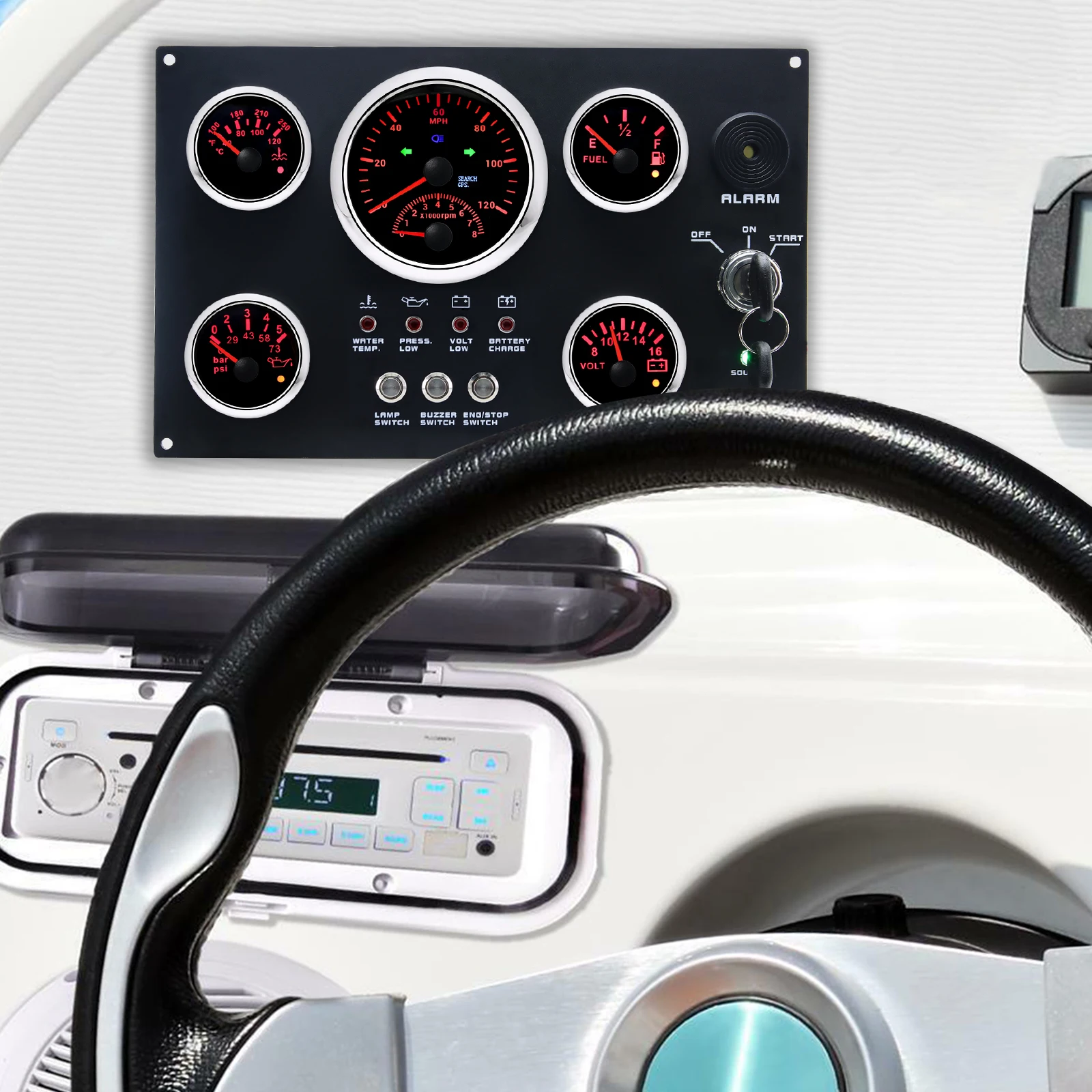 Marine Engine Dashboard Compatible All Marine Dashboards 12V 24V GPS Speed Water Temp Oil Pressure Fuel Level Sensor Customized