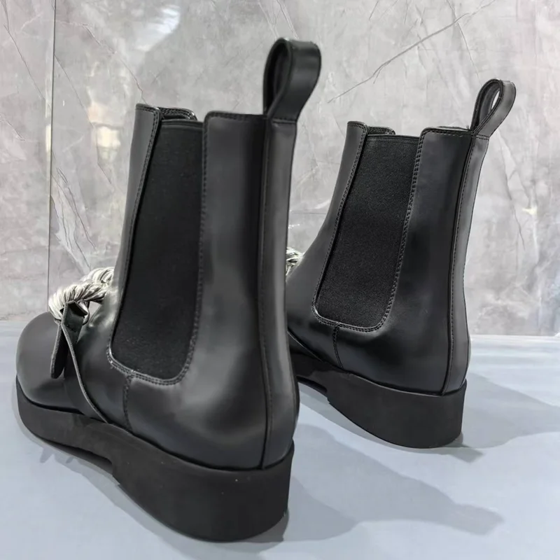 New Arrival Black Genuine Leather Man Boots Fashion Short Chelsea Boots Men Luxury Outdoor Casual Winter Shoes Men Botas Homme