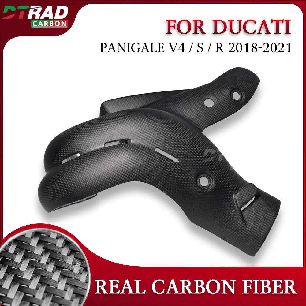 Euro 4 For DUCATI PANIGALE V4 V4S V4R 2018 - 2021 Accessories Carbon Fiber Exhaust Cover Motorcycle Rear Exhaust Heat Insulator