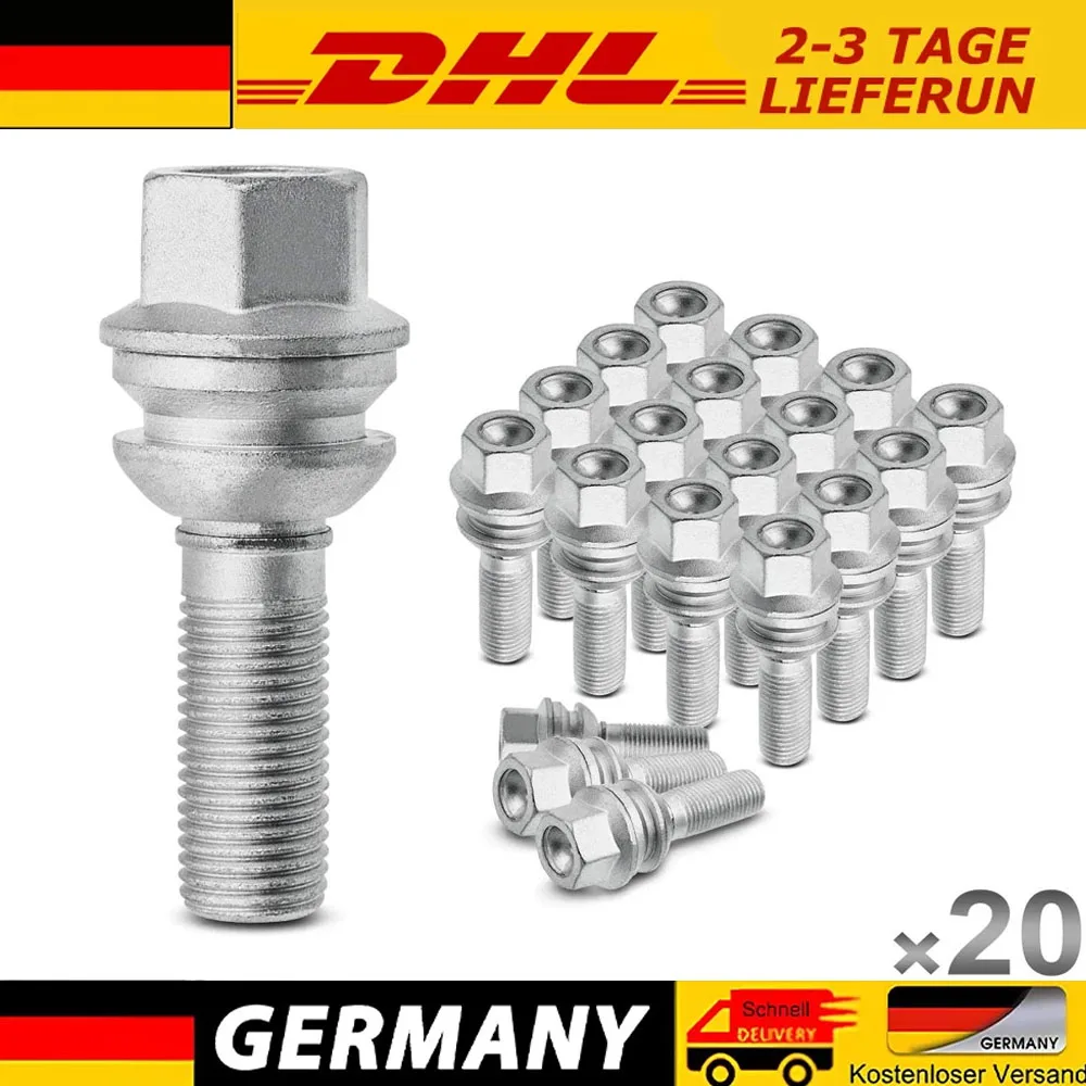Image of 20 Stück Neue Autoradbolzen Radschrauben für Audi Q7 VW Touareg Transporter T5 Multivan Porsche Autozubehör 610-5391 WHT001964A