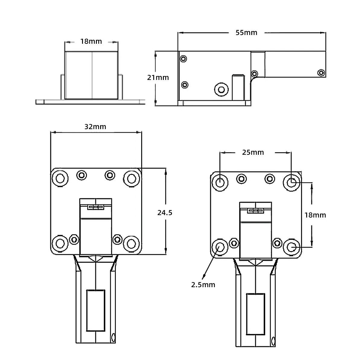 Elektrisch Intrekbaar Landingsgestel Servoless Lichtgewicht E-intrek Trein PZ-15094M 54.8*32.0*21.0mm Voor 2KG RC Vliegtuigen Model