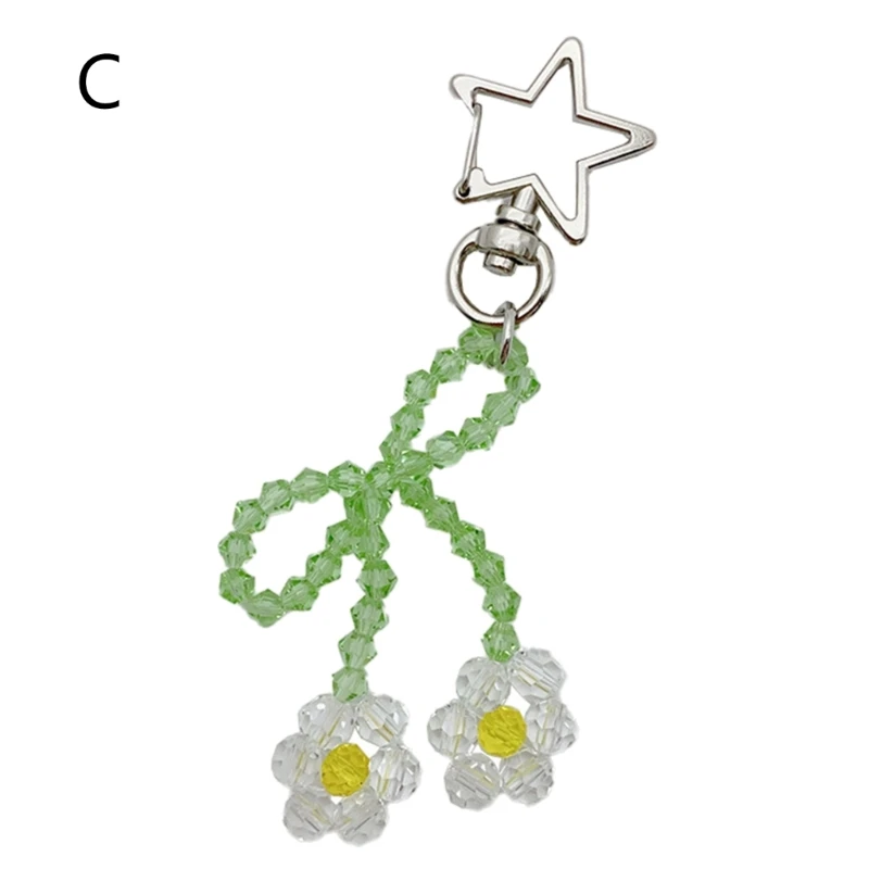 Flower Keychain Elegant Beads Holder Portable Keyrings Bag Pendant Suitable for Various Occasions