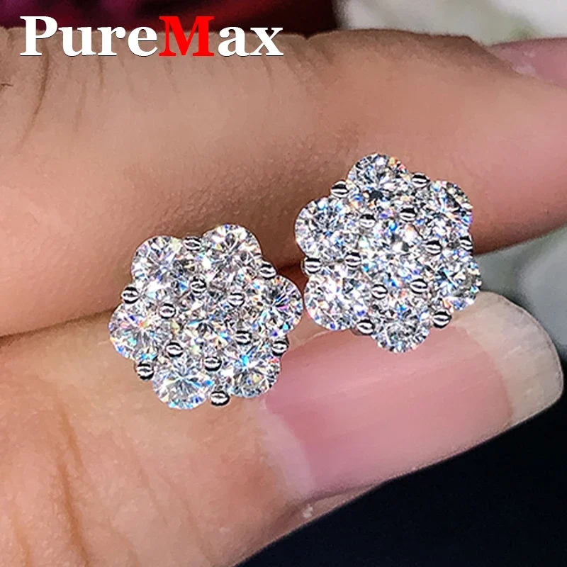 

Elegant Gold Flower Full 2.5/3/5mm D Color Moissanite Stud Earrings for Women Silver 925 Engagement GRA Certified Earring Gift