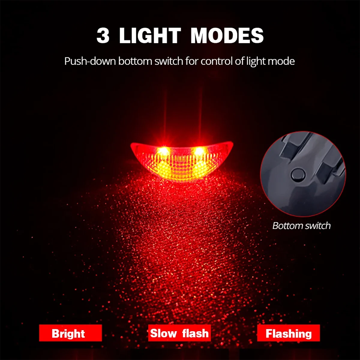 Solar Energy Bicycle Taillight Night Safety warning lights Waterproof LED Motorcycling Rear lights Mountain Bike Accessories