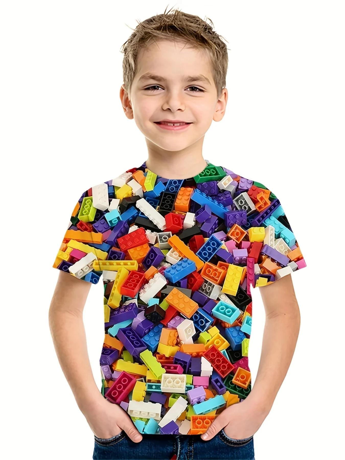 Kids Lego T-shirt Boy Clothes Baby Boys Girls Tops Children Clothes Short Sleeve Boys T-shirts Lego Bricks T-shirt For Boy Shirt