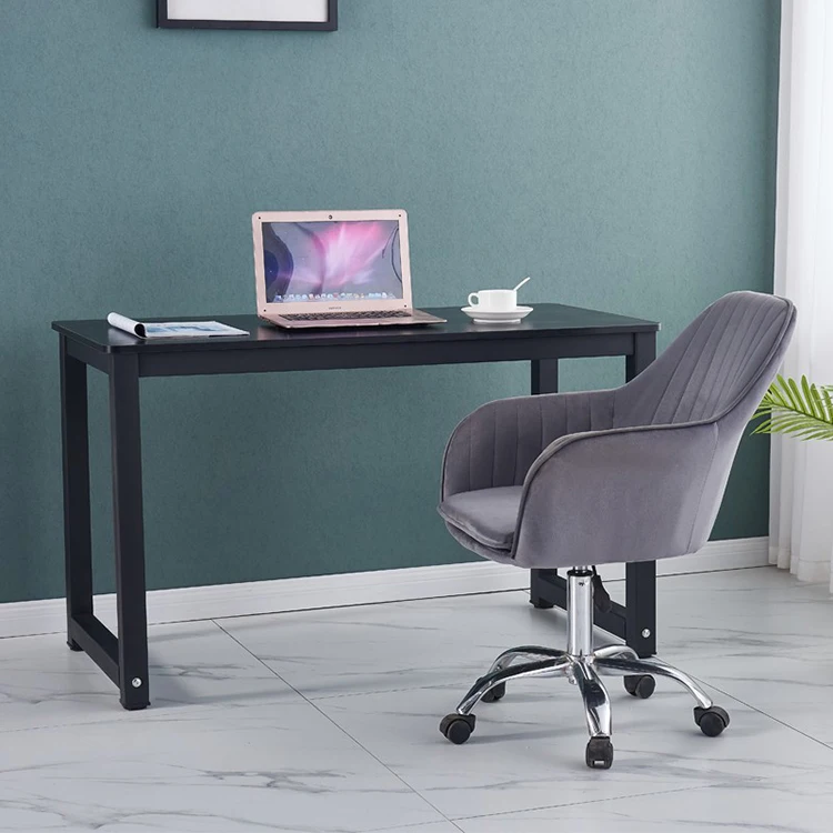 

！@Simple Modern Steel Wood Computer Desk Stainless Steel Frame High Load Bearing Solid Wood Particle Board Desktop Computer Desk