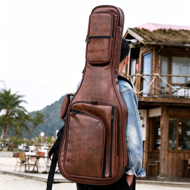 PU Leather Electric Guitar Bag Lightweight Electric Guitar Storage Bag Thicken Guitars Protect Bags String Instrument Container