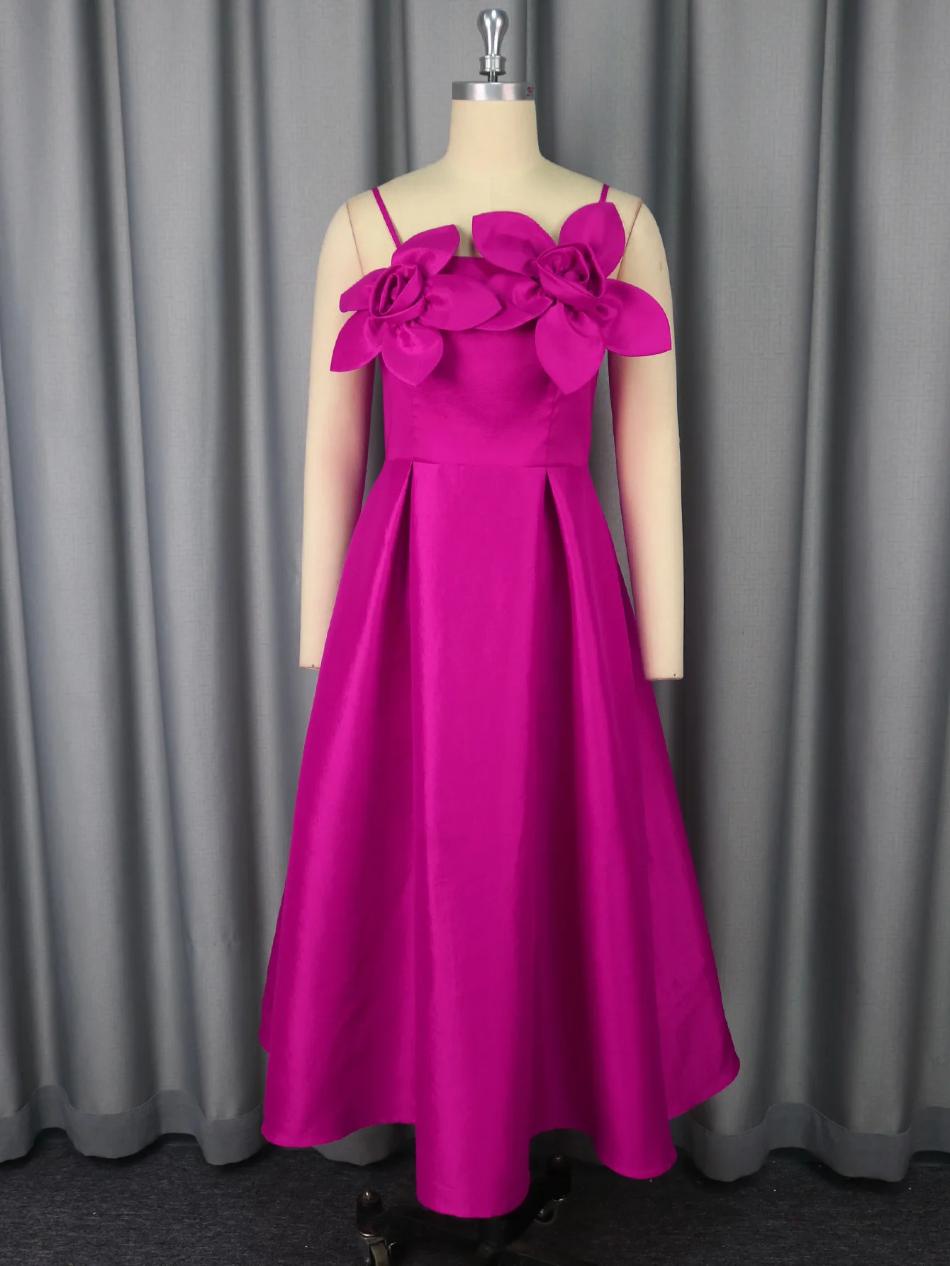 مثير الحمالات 3D زهرة حزب اللباس مأدبة العباءات عالية الخصر ألف خط أكمام الطيات عيد الميلاد امرأة فساتين السهرة