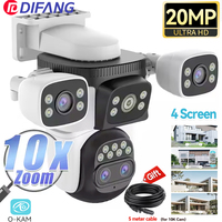 10K 10X Optics Zoom WiFi6 Camera Outdoor 20MP Four Screen Four Len PTZ Automatic Tracking 6K Dual Len Waterproof Security CCTV