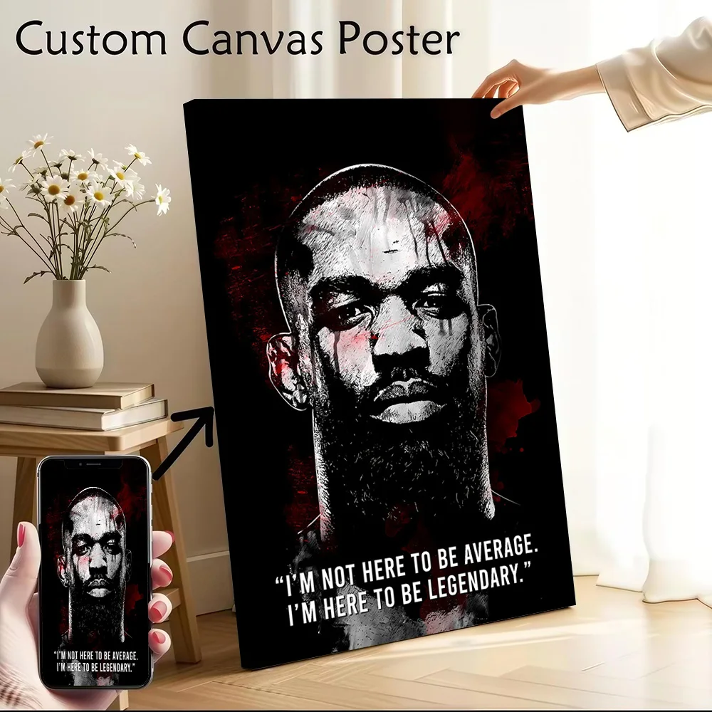 Jon Jones: Legendary Fighter Portrait Canvas Poster Customizable Pictures Wall Art Canvas Painting for Walls Decoration Room