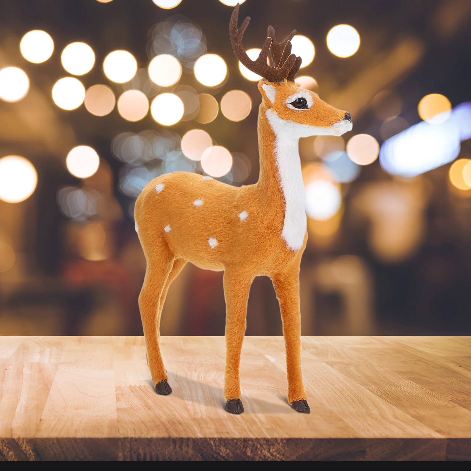 

Faux Elk Sculpture Christmas Deer Statue Desktop Shelf Decor Holiday Room Elk Ornament Statues Xmas Figurines Home Office