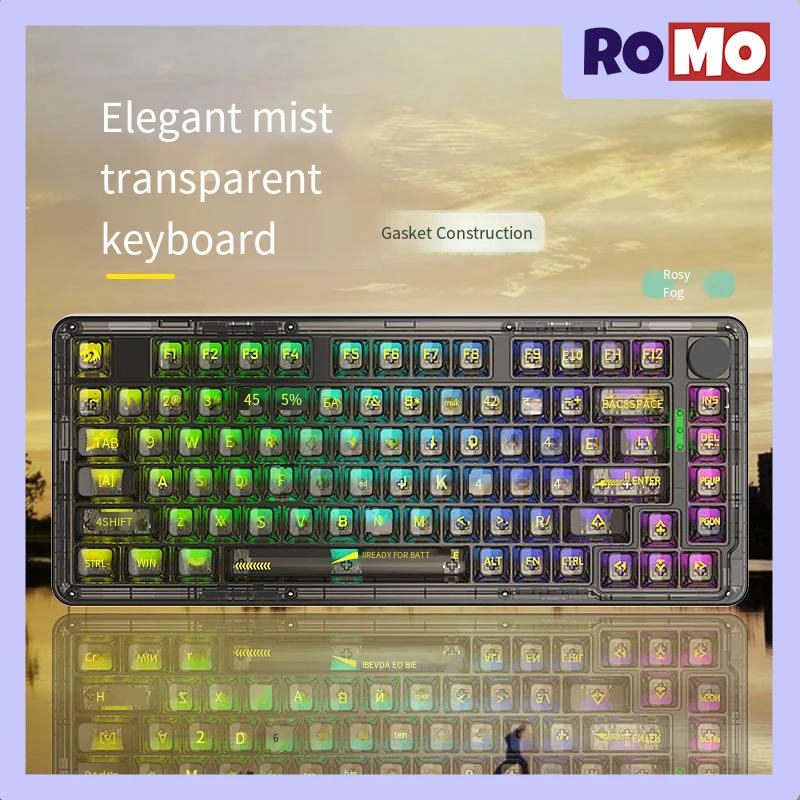 Redragon KS82-B Three Mode Mechanical Keyboard 82key Gasket Hot Swap Game Keyboard RGB Light PBT N-key Rollover Office Keyboard