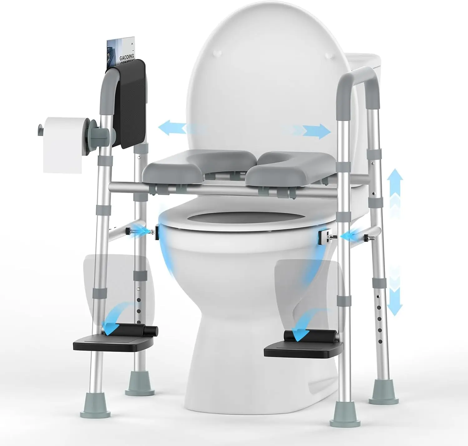 

Adjustable Raised Toilet Seat with Handles and Footrests, FSA/HSA Eligible, Heavy Duty Up to 500lbs for Elderly and Handicap