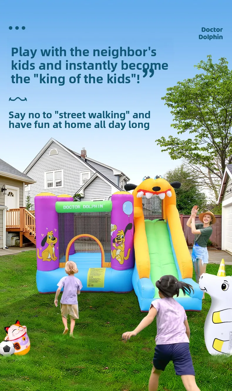 [Exclusive Surprise Box] Doctor Dolphin Indoor Small Household Children's Trampoline Slide Naughty Castle