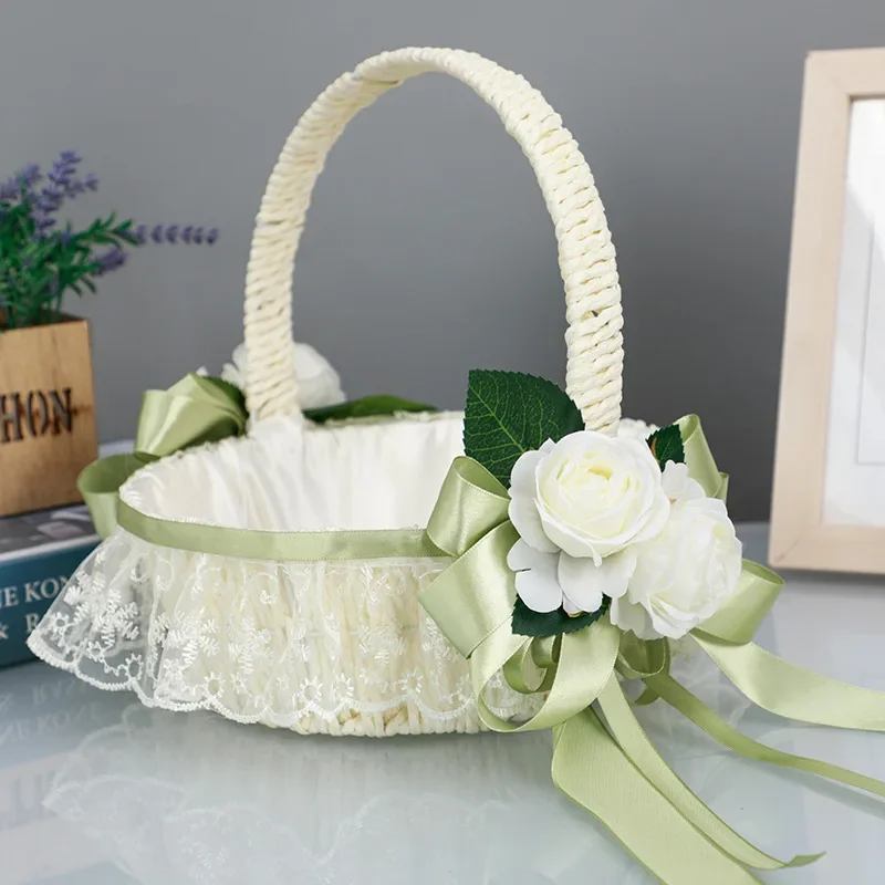 Wedding Decoration Bridesmaid Carrying Basket Wedding Flower Child Scattering Flower Basket Petal Blue Baby Shower Decorations