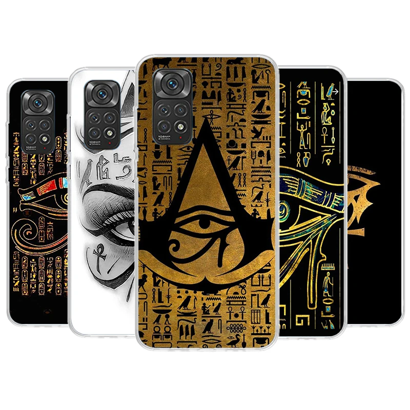 Funda de teléfono sagrado Ojo de Horus, Fresco, Egipto, para Xiaomi Redmi Note 13, 12, 12S, 11, 11S, 10, 10S, 9, 9S, 11T, 11E Pro Plus, 8, 8T, 7 + Coque C