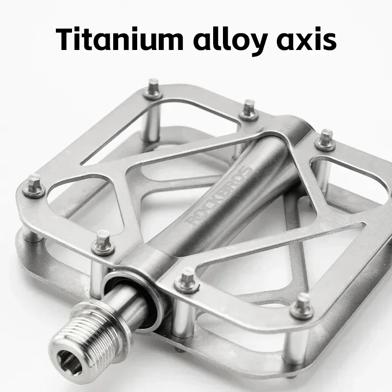 

ROCKBROS Titanium Alloy Bike Pedals Ultralight Anti-slip Wide Pedal MTB Road Bike Stainless Steel Nails Cycling Accessories