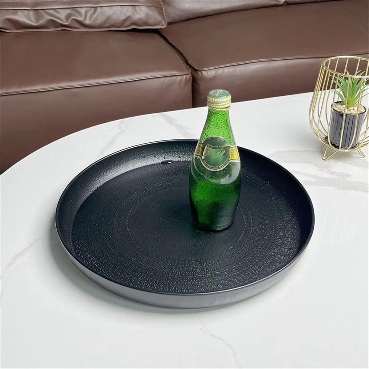A20I Round Tray, 13inch-Serving Tray, Luxury Decorative Tray, Coffee Table Tray, Jewelry Tray Silver