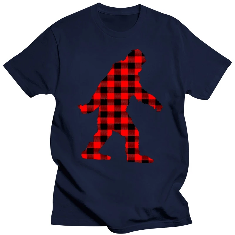 Europe Size Men's Tshirt Sasquatch Bigfoot Buffalo Check Lumberjack Plaid Silhouette T Shirt For Men Unique Tops Summer Tees