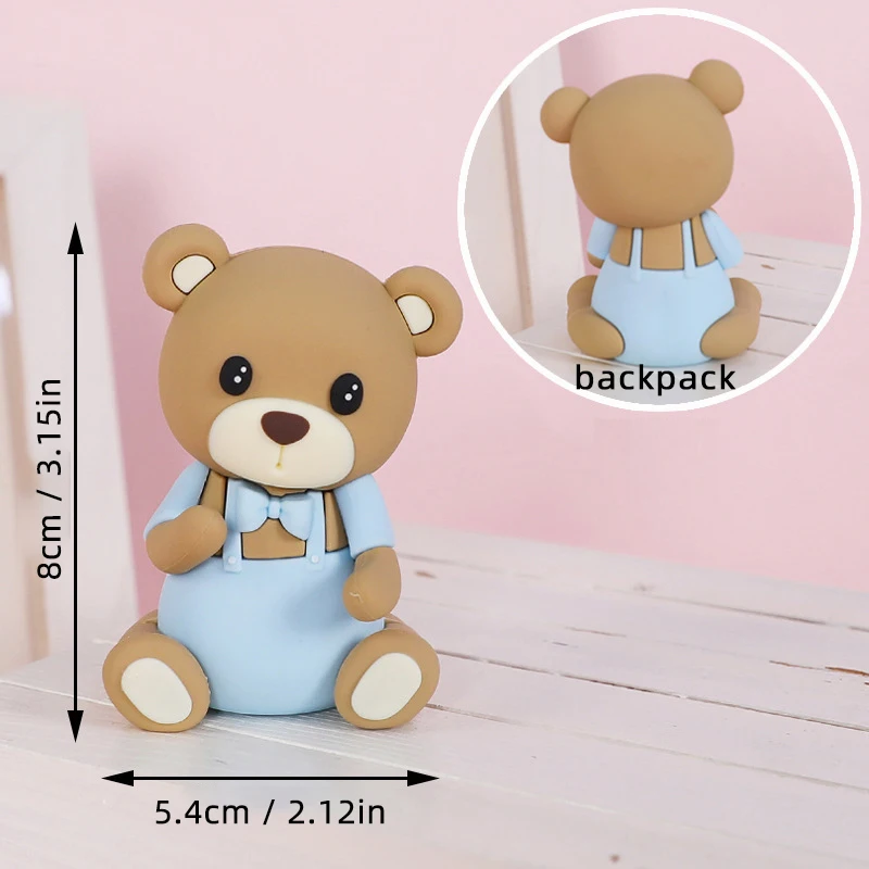 Baby Bär Kuchen Topper Cakecup Topper Mini Bär Kuchen Dekor für Geburtstag Baby Dusche Baby Junge Party Dekoration Blau Braun Rosa – Detail 8