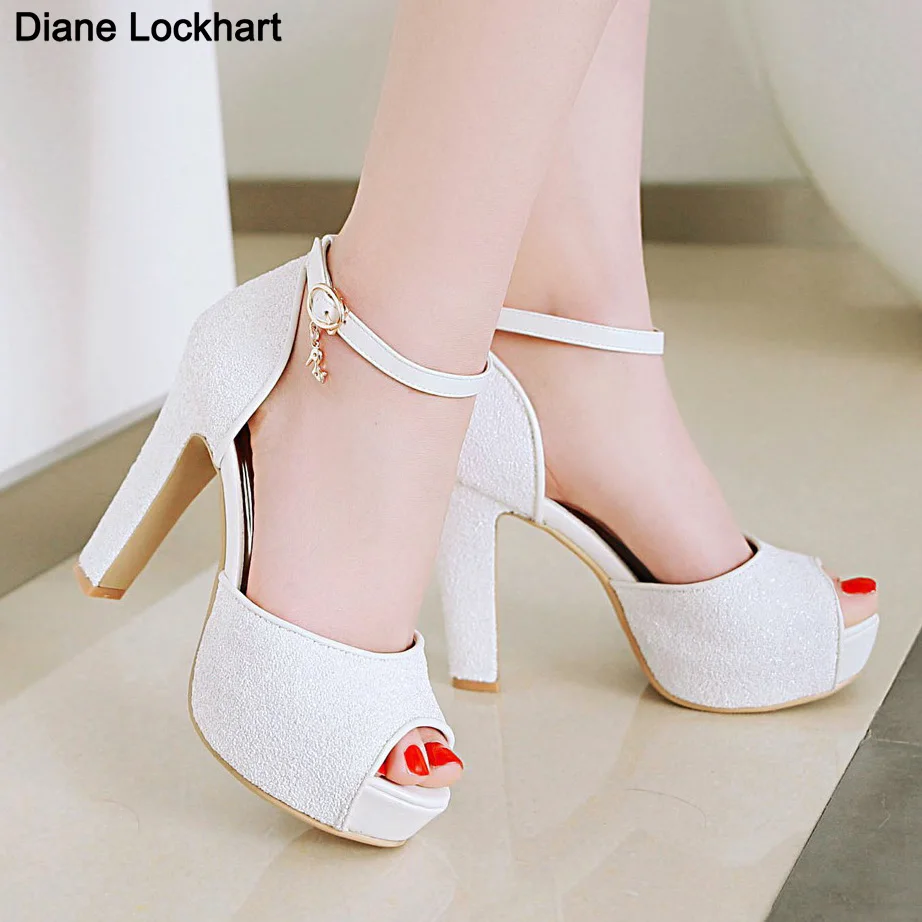 Summer New Peep Toe Shiny Sequins High Heels Women Platform Sandals Party Dress Wedding Pumps Ladies Shoes Gold Zapatos Mujer