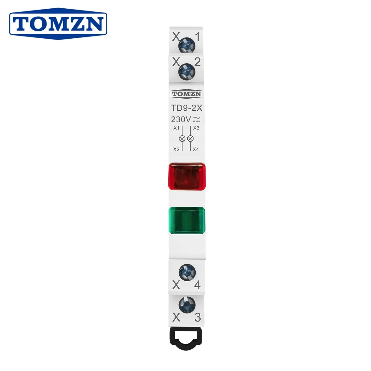 TOMZN 2 LED Din Rail Indicator Light TD9-2X 230V ACDC RED GREEN Dual-circuit Monitoring Flame-retardant Housing Ultra-thin Model