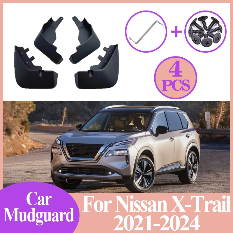 

Автомобильные брызговики с защитой от брызг, 4 шт., переднее и заднее крыло, крышка колеса, брызговик для Nissan X-Trail XTrail Rogue T33 2021 2022-2024