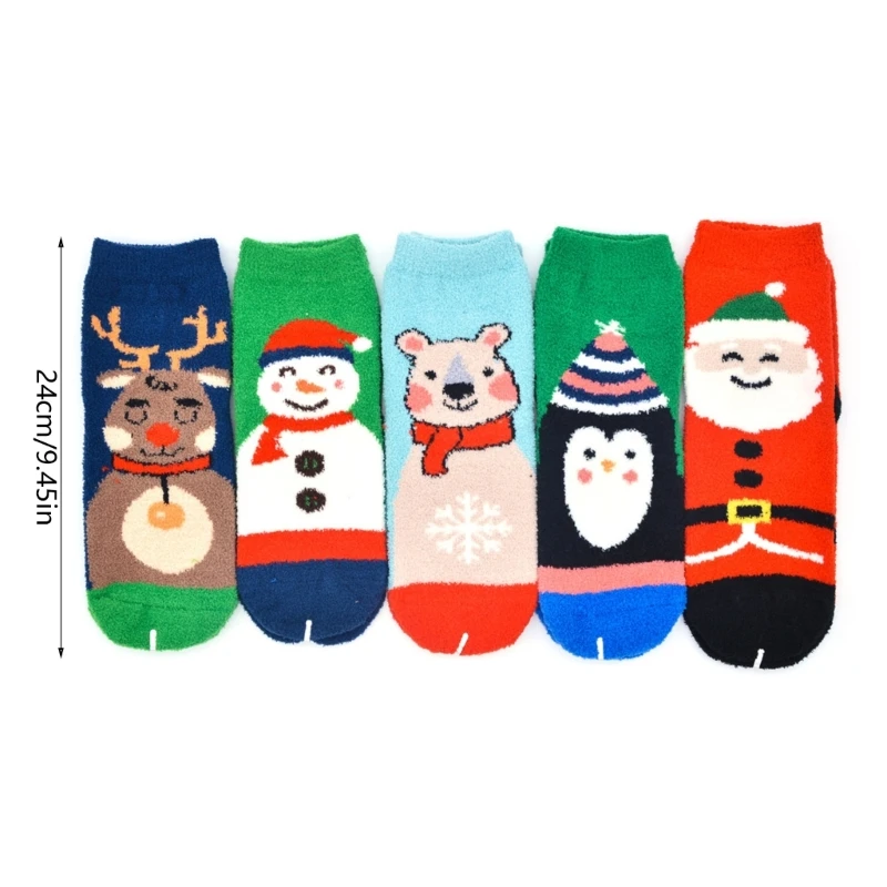 10 paires chaussettes mixtes noël floues, bonneterie chaude d'hiver avec animaux dessin animé