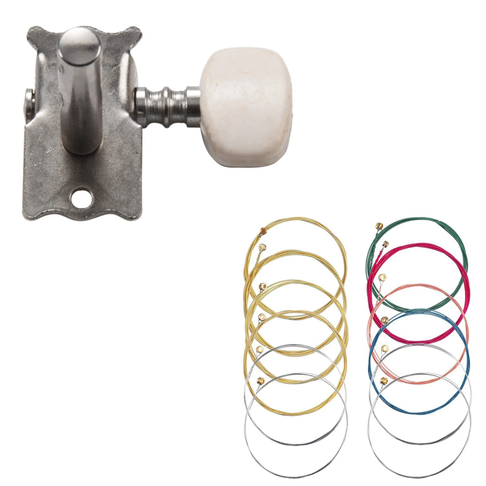 Clavija de afinación de cuerdas de guitarra acústica, cabezal de máquina afinadora y 2 juegos de 6 cuerdas de guitarra, cuerdas de acero de repuesto, 6 uds.