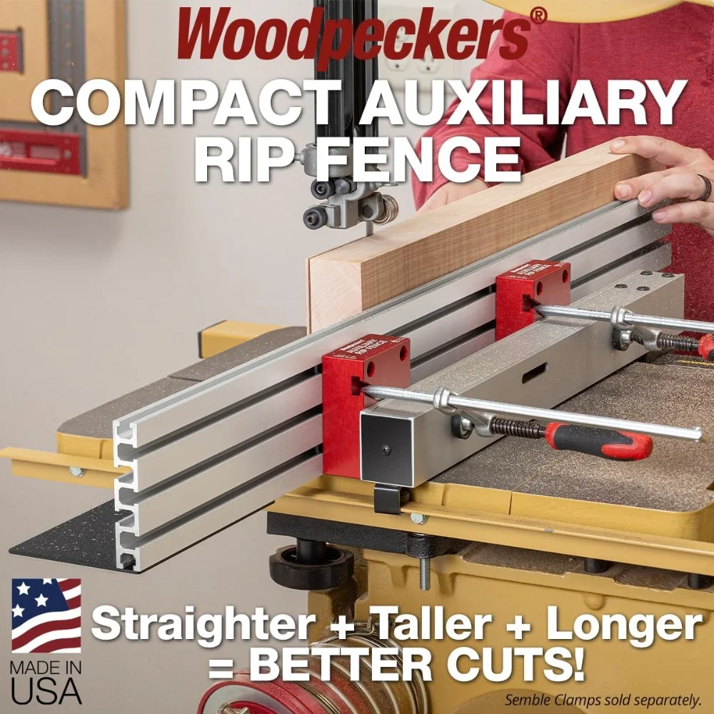 Auxiliary Rip Fence 36 Inch Table Saw Fence Extension Infeed Outfeed Support with T Track Slots and Clamping Blocks