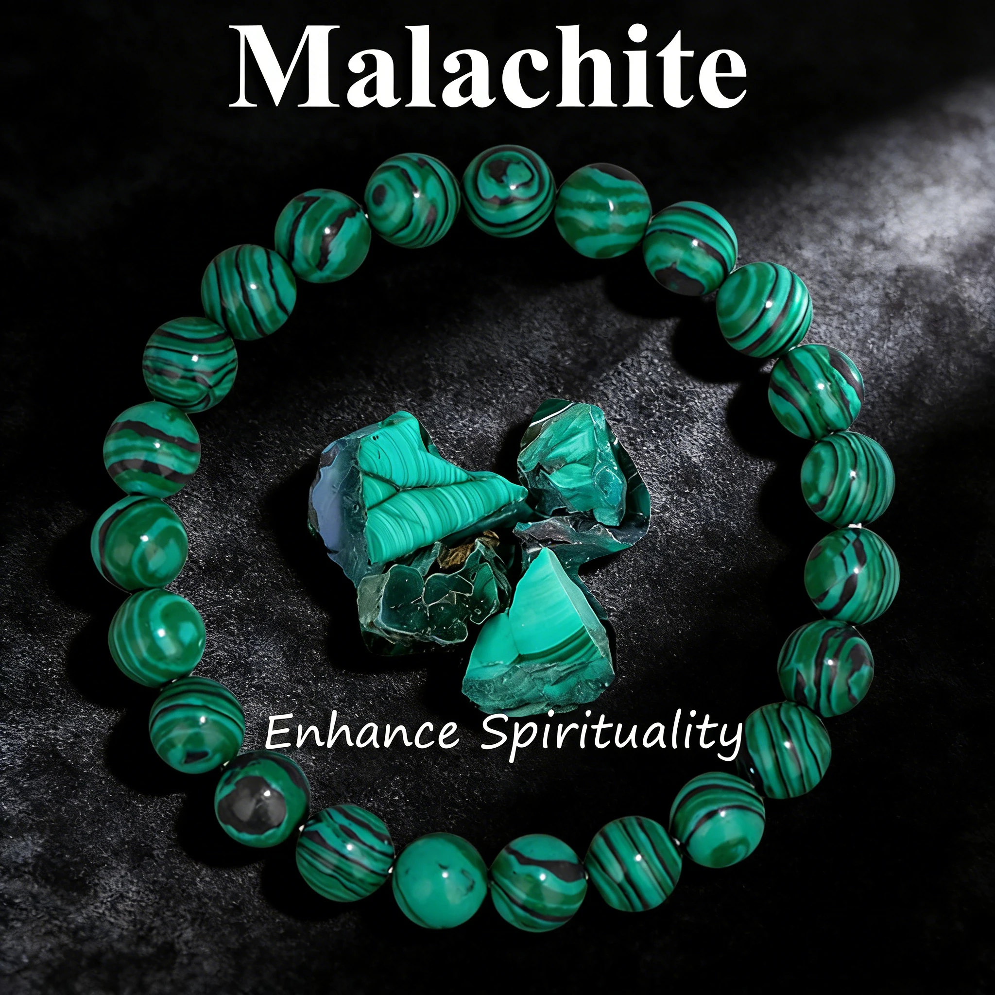 Malachite Bracelet 6 8 10mm Natural Stone Beaded Bracelet Vitality Reiki Charm Transformation Protection Healing Crystal Jewelry