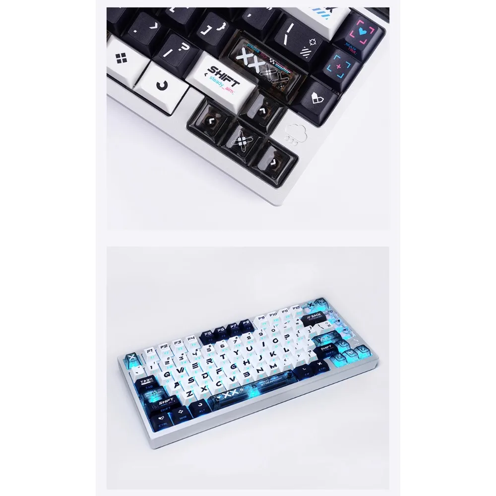 Print Stream Dream Keycaps Original Profile PBT PC Transparent Heat Sublimation 150Keys Customized Mechanical Keyboard Parts DIY