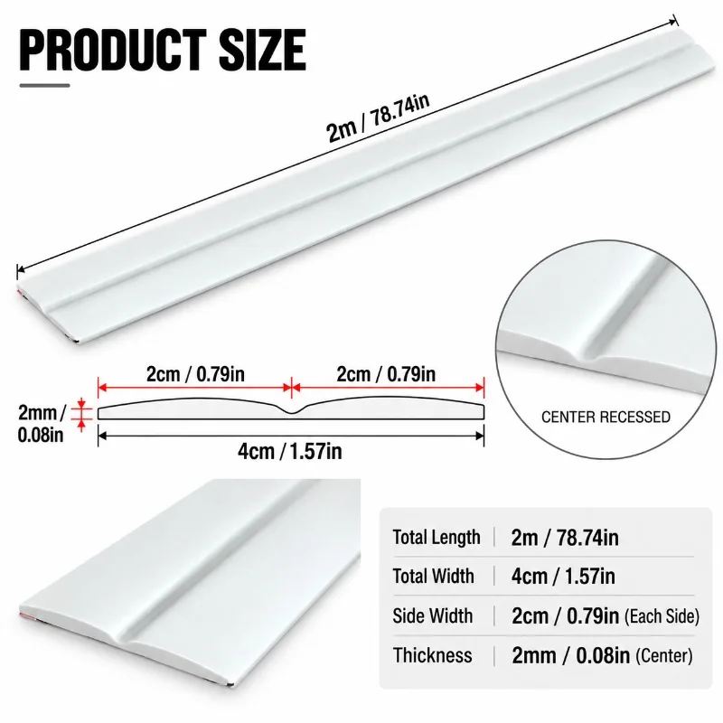 1PC 2M Self-Adhesive Floor Gap Cover Strip, Flexible PVC Transition Trim for Flooring Seams, Easy Cut Home Floor Repair