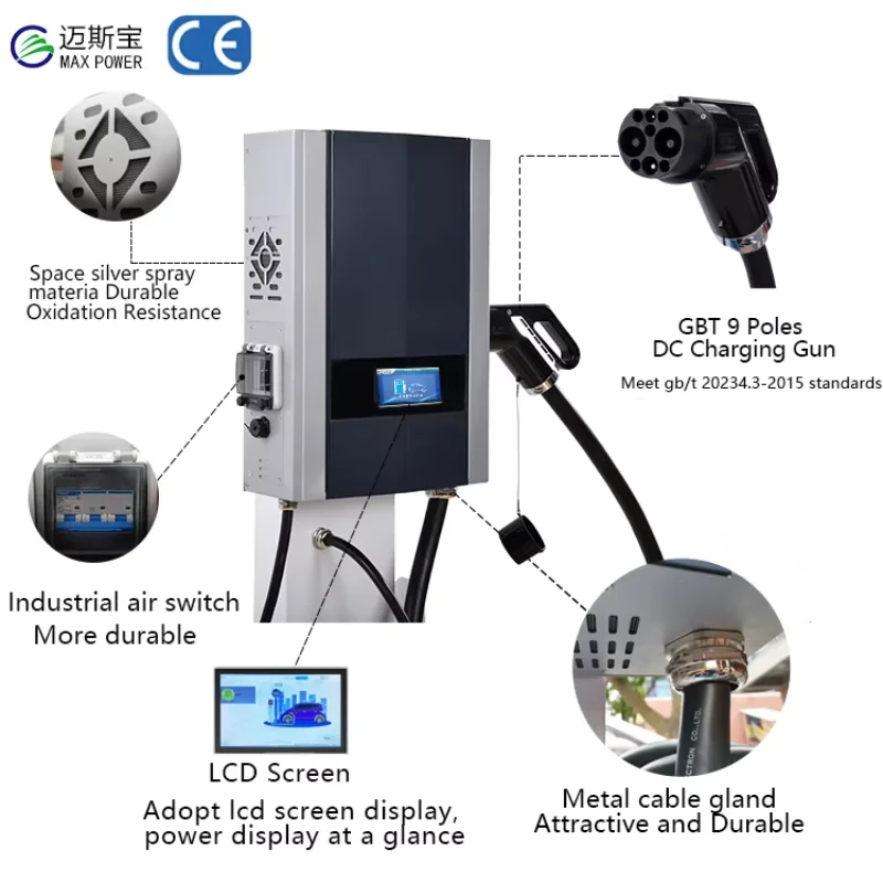 Ocpp 1.6 Ccs Chademo 7Kw 11Kw 22Kw Charger Dc Ev Charging Pile With Led Screen Evse Type 2 Wallbox Tuya Smart Ev Charger