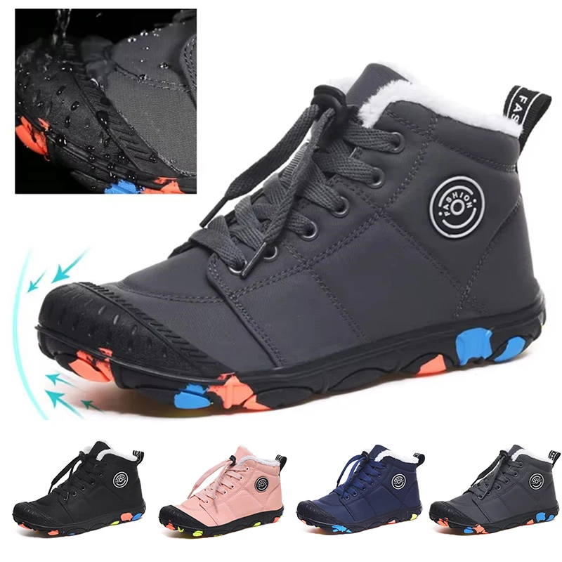 

Children Wider Barefoot Boots 2025 New Winter Outdoor Snow Boots Kids Ankle Zapatos Para Niños Zapatillas Shoes For Boys 30-39