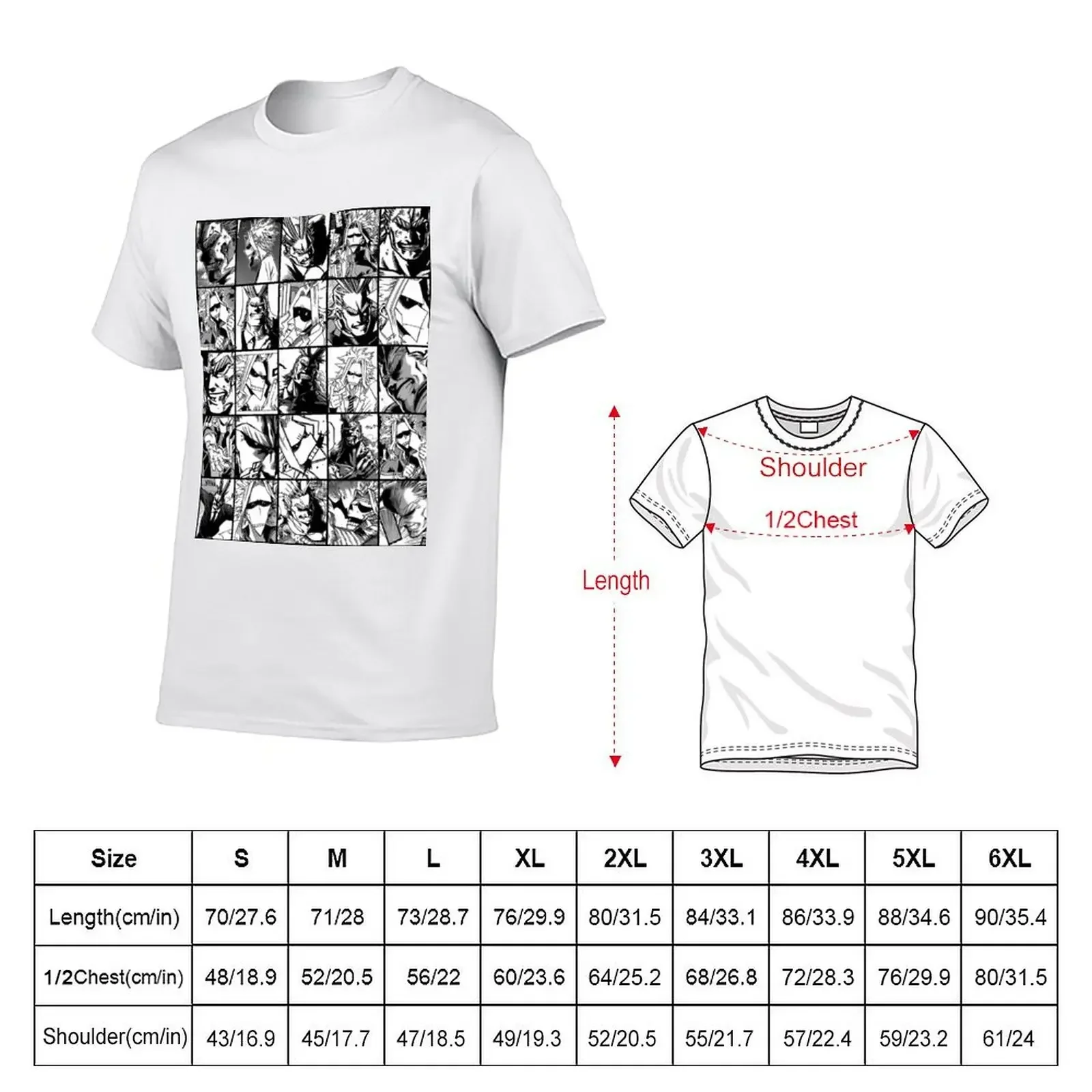 All might mix collage- black and white version T-Shirt basketball graphic tees blue archive anime tshirt vintage mens fashion