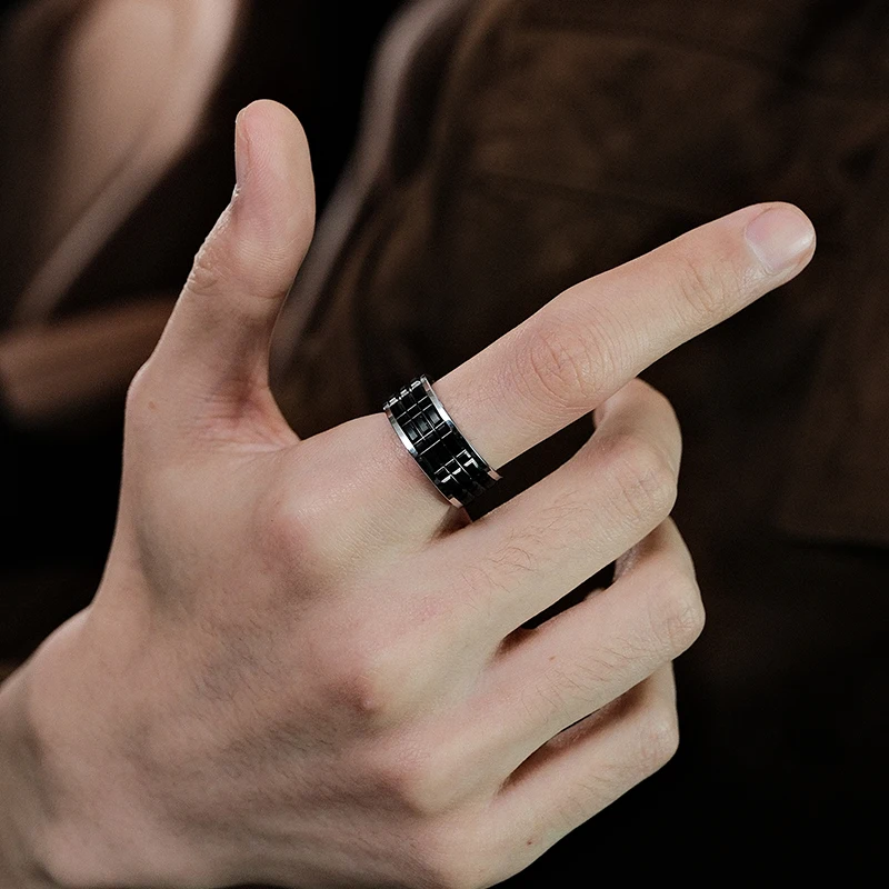 Rings For Men 8mm Original Male Classics Black Ceramics Lattice Engagement Gift Jewelry,Engraving