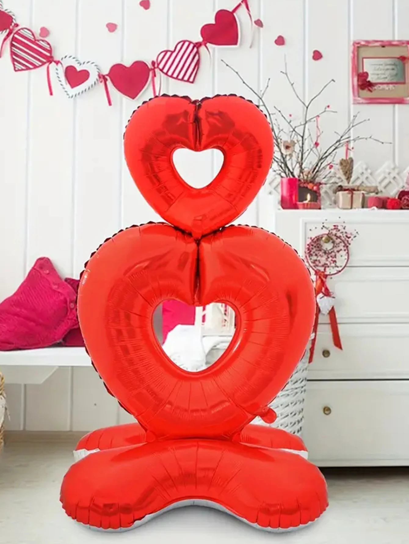 1 Stück 58 Zoll großer Ständer Sockel Herz zu Herz Folienballons Verlobung Hochzeit Valentinstag Dekorationen Ballon Party Dekor