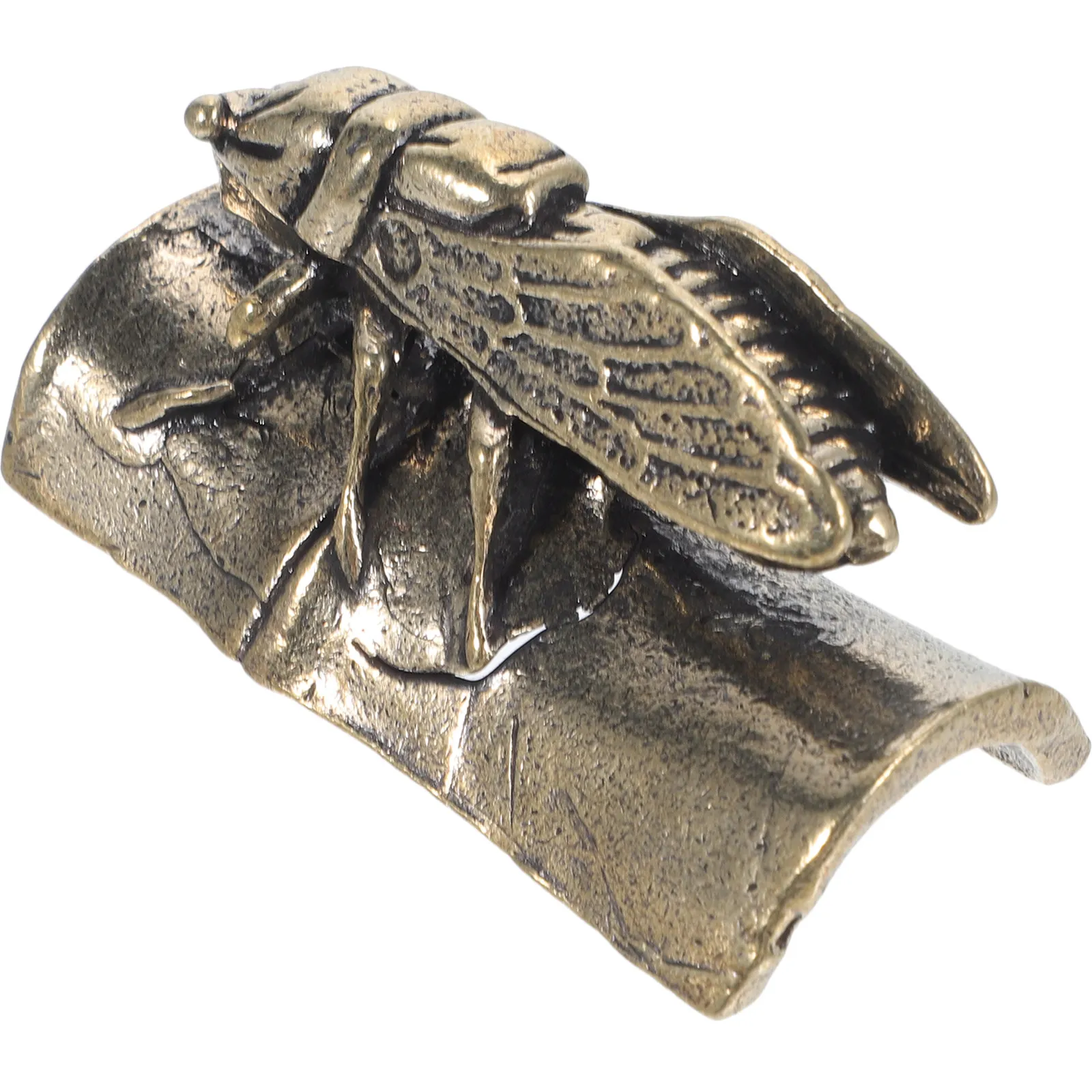 Solid Brass Cicadas Shaped Paperweight Unique Desktop Decor for Office Home Study Calligraphy Supply Retro Animal Statue Brass