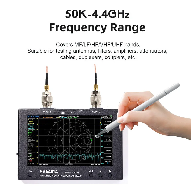 7 inch large screen vector network analyzer SV4401A 50KHz-4.4GHz 100db dynamic NanoVNA