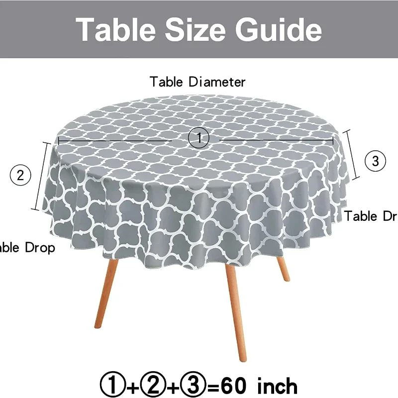 152Morocco Pearl Patterned Round Table Cloth Waterproof, Oil Resistant, and Scald Resistant Polyester Digital Printed Tablecloth